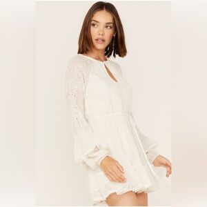 Shyanne Women's Eyelet Lace Long Sleeve Mini Dress